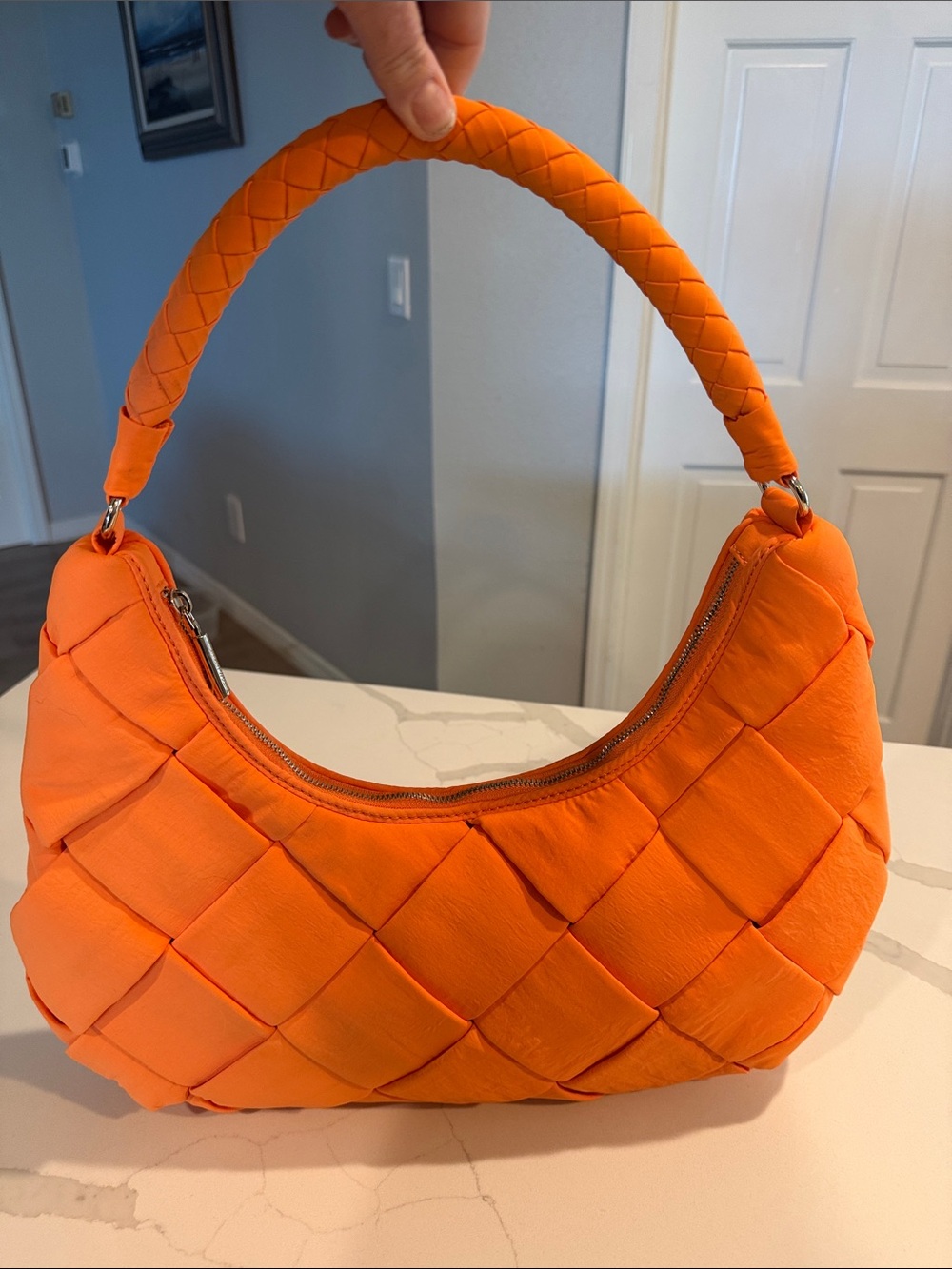 Jason Wu Persimmon Orange Woven Nylon Hobo Shoulder Bag